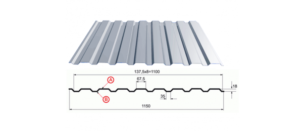 Профнастил оцинкованный С-20 1100x2500 купить недорого в Подольске